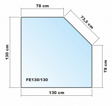 Fünfeck 130x130cm Glas schwarz - Funkenschutzplatte Kaminbodenplatte Glasplatte Ofenunterlage Kamin