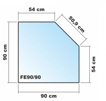 Fünfeck 90x90cm - Funkenschutzplatte Kaminbodenplatte Glasplatte