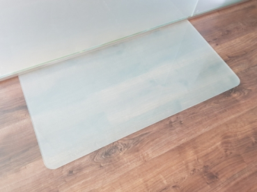 Rechteck *Frosty* 100x50cm abgerundet - Milchglas Funkenschutzplatte Kaminbodenplatte Glasplatte