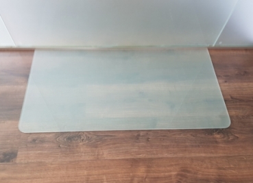 Rechteck *Frosty* 100x50cm abgerundet - Milchglas Funkenschutzplatte Kaminbodenplatte Glasplatte