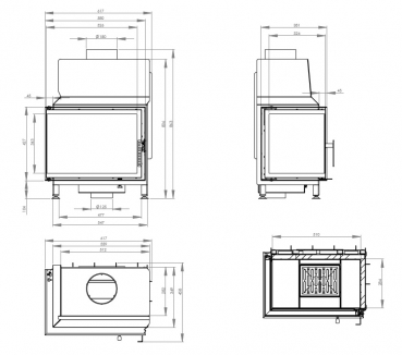 EEK A Eck-Kamineinsatz HITZE STMA54X39.L mit 8kW