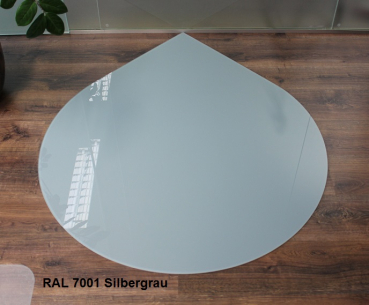 Tropfen 110cm silbergrau - Funkenschutzplatte Kaminbodenplatte Glasplatte