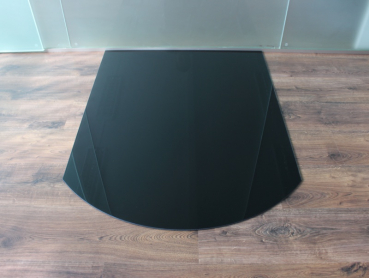 Segmentbogen 100x100cm Glas schwarz - Funkenschutzplatte Kaminbodenplatte Glasplatte