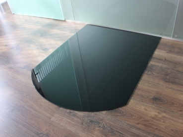 Segmentbogen 100x110cm Glas schwarz - Funkenschutzplatte Kaminbodenplatte Glasplatte Ofenplatte Unterlage