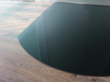 Segmentbogen 100x100cm Glas schwarz - Funkenschutzplatte Kaminbodenplatte Glasplatte