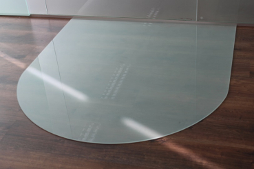 Rundbogen *Frosty* 100x120cm - Funkenschutzplatte Milchglas Kaminbodenplatte Glasplatte