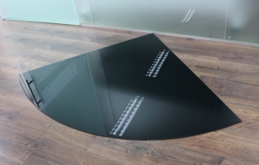 Viertelkreis 120x120cm Glas schwarz - Funkenschutzplatte Kaminbodenplatte Glasplatte Ofenunterlage Kaminplatte