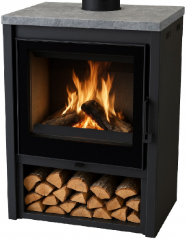 EEK A Kaminofen Granada S LUX Naturstein schwarz - 6,8 kW