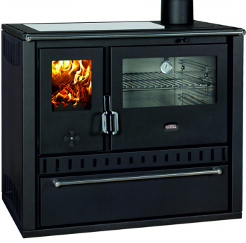 EEK A Premium-Küchenofen Holzherd GT schwarz !Cerankochfeld!+!Edelstahlbackfach!-Dauerbrandherd - 15kW