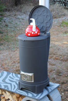Outdoor, Kochen und Backen im Garten mit Ofen und Herd