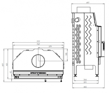 EEK A+ - Kamineinsatz HITZE Albero AL14S.H DECO -14kW