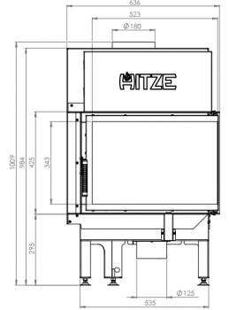 EEK A - Eck-Kamineinsatz HITZE Albero AL9R.H DECO mit Seitenglas rechts - 9kW