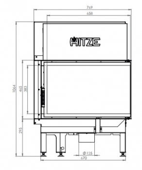EEK A+ - Eck-Kamineinsatz Albero AL14R.H DECO mit Seitenglas rechts -14kW