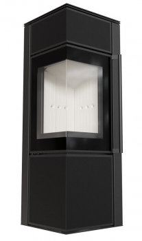 *EEK A Eck-Kaminofen Kratki TORA/S mit Quarzsinter Nero Assoluto mit 8kW