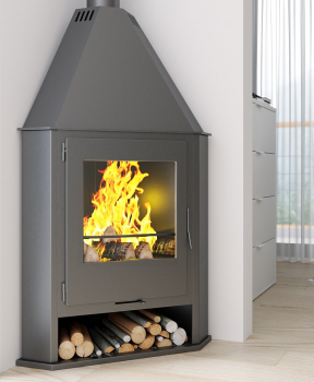 EEK A+ Eck-Kaminofen Juan Panadero R7 Titan - dauerbrandfähig + Doppelverbrennung - 8kW