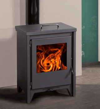EEK A+ Kaminofen Juan Panadero Bordeaux ECODESIGN mit Herdplatte - 7,4 kW [Wirkungsgrad 90%!] Rauchrohr hinten
