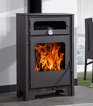 EEK A+ Kaminofen Juan Panadero Firenze ECODESIGN mit Backfach - 7,4 kW [Wirkungsgrad 90%!] Rauchrohr hinten