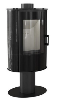 *EEK A - 360° drehbarer Kaminofen Kratki KOZA AB S NO vollverglaste Front und schwarze Kacheln - 8 kW