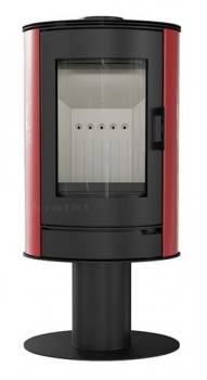 *EEK A - Kaminofen Kratki KOZA AB S N mit Standfuß und roten Kacheln - 8 kW