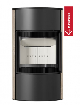 Preview: EEK A - Kaminofen Kratki BJORN HOCH mit GOLD SATIN Speicherkeramik, BA1 - 7 kW