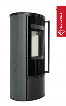 Preview: EEK A Kaminofen KRATKI ERIK mit dekorativer Keramik SERPENTINO, BA 1 - 5,5 kW