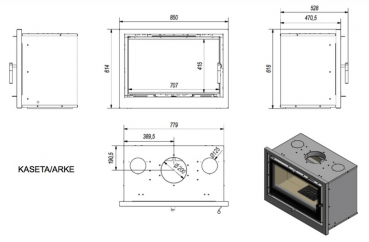 *EEK A - Kamineinsatz Kaminkassette Kratki Arke 12 mit 12 kW mit Warmluftgebläse