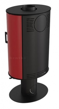 *EEK A - 360° drehbarer Kaminofen Kratki KOZA AB S NO mit roten Kacheln - 8 kW