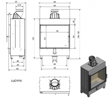 *EEK A - Kamineinsatz Kratki Lucy 15 mit 15 kW