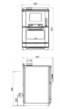 EEK A+ Küchenofen Beistellherd Plamen Calorex 100 mit ext. Zuluft - 7,5kW