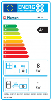 EEK A+ Gusskaminofen Plamen Julia gussgrau emailliert + Herdplatte - 8kW