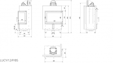 *EEK A - Eck-Kamineinsatz Kratki LUCY/12/P/BS mit Seitenglas rechts - 12kW