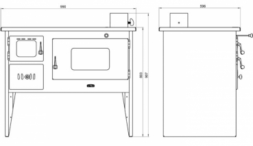 EEK A Küchenofen Holzherd PRITY 2P50 mit XL-Backofen – 16kW + BIMSCHV II