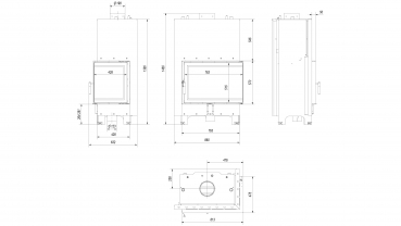 *EEK A+ Wasserführender Eck-Kamineinsatz Kratki MBA PW 17 rechts BS mit Klapptür - 17kW