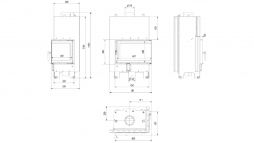 *EEK A+ - Eck-Wasserführender Kamineinsatz Kratki MBM 10 PW mit Seitenglas rechts - 12 kW