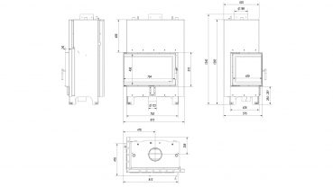 *EEK A+ Wasserführender Eck-Kamineinsatz Kratki MBO PW 15 links BS mit Klapptür - 15kW