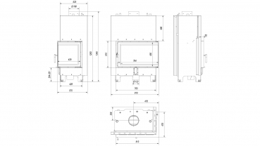 *EEK A+ Wasserführender Eck-Kamineinsatz Kratki MBO PW 15 rechts BS mit Klapptür - 15kW