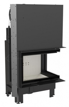 EEK A - Eck-Kamineinsatz Kratki MBZ 13 schwarze Acumotte mit Schiebetür, Seitenglas rechts - 13 kW
