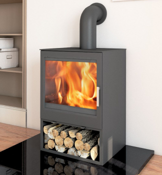 EEK A+ Kaminofen Victoria Modena schwarz- 9,76kW mit XXL-Sichtscheibe + Zulassung AT
