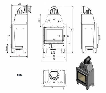 *EEK A - Kamineinsatz Kratki MBZ 13 mit 13 kW