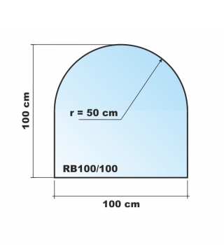 Rundbogen 100x100cm - Funkenschutzplatte Kaminbodenplatte Glasplatte