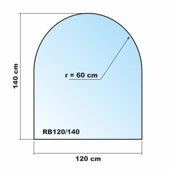 Rundbogen 120x140cm - Funkenschutzplatte Kaminbodenplatte Glasplatte