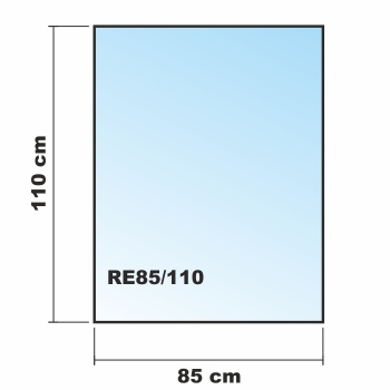 Rechteck 85x110cm Glas schwarz - Funkenschutzplatte Kaminbodenplatte Glasplatte Ofenunterlage