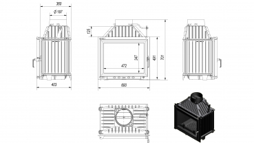 *EEK A Guss-Kamineinsatz Kratki MAJA/PF - 8kW + BIMSCHV II
