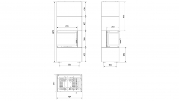 *EEK A - Eck-Kaminbausatz Kratki SIMPLE 8 BOX links BS - schwarz - 8kW + BIMSCHV II