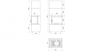 *EEK A - Eck-Kaminbausatz Kratki SIMPLE 8 BOX rechts BS - weiß - 8kW + BIMSCHV II