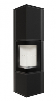 *EEK A Eck-Kaminofen Kratki TORA/L mit Quarzsinter Nero Assoluto mit 8kW