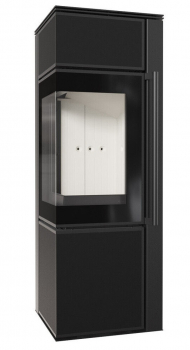 *EEK A Eck-Kaminofen Kratki TORA/S mit Quarzsinter Nero Assoluto mit 8kW
