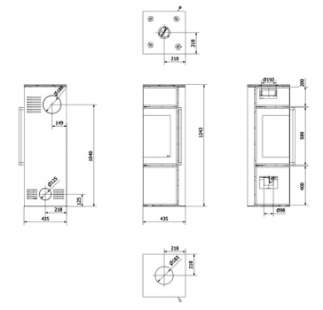 *EEK A Eck-Kaminofen Kratki TORA/S mit Quarzsinter Nero Assoluto mit 8kW