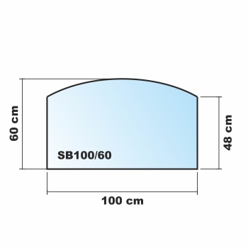 Segmentbogen 100x60cm Glas weiß - Funkenschutzplatte Kaminbodenplatte Glasplatte