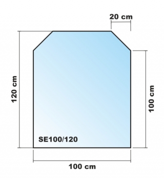 Sechseck 100x120cm - Funkenschutzplatte Kaminbodenplatte Glasplatte